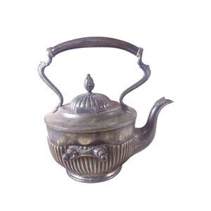 Antique Rogers Smith Silverplate Tilting Spirit Kettle Ribbed Victorian Teapot,